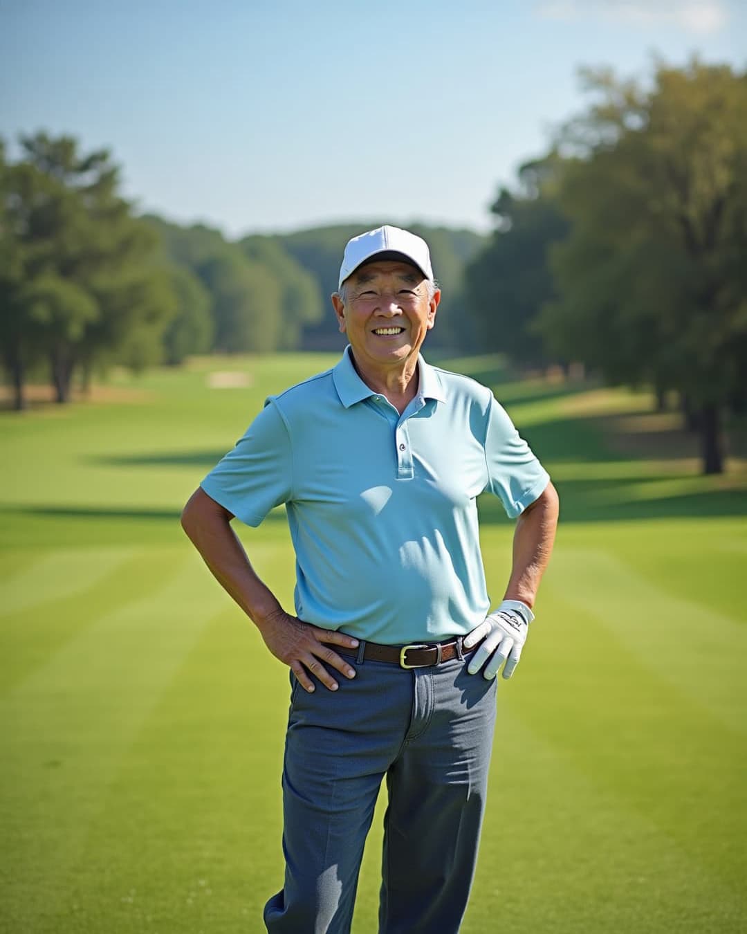 골프를 치는 중년 남성